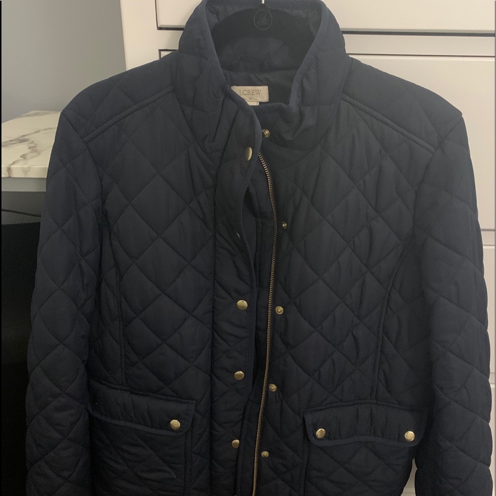 J. Crew Navy Blue Quilted Coat